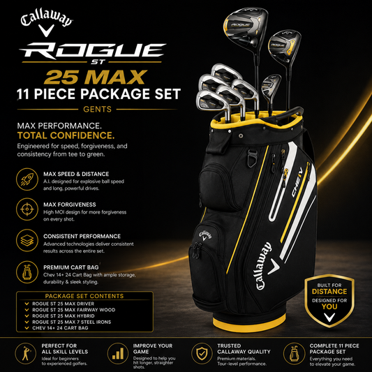 Callaway Rogue ST 25 MAX Premium 11 Piece Golf Package Set – Gents